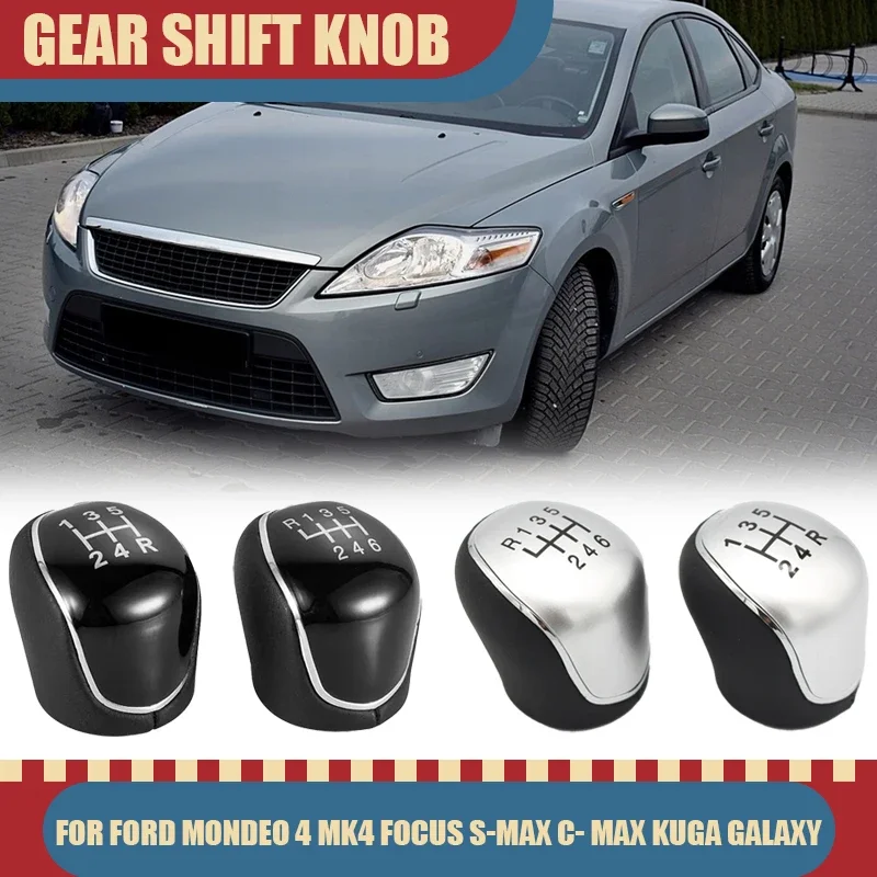 

Fit Ford Mondeo 4 Mk4 Focus S-Max C- Max Kuga Galaxy 5/6 Speed Gear Shift Knob Leather Shifter Lever Arm Headball Car Accessory