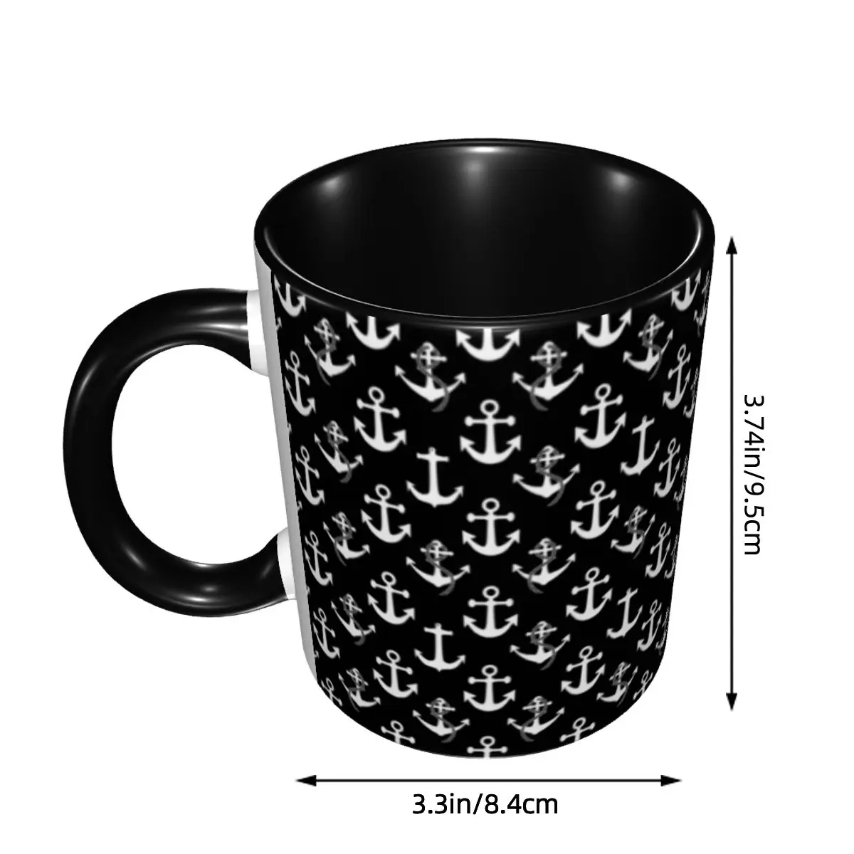 Black And White Nautical Anchor Pattern Coffee Mugs DIY Customized Sailing Sailor Ceramic Tea Milk Mug Cup