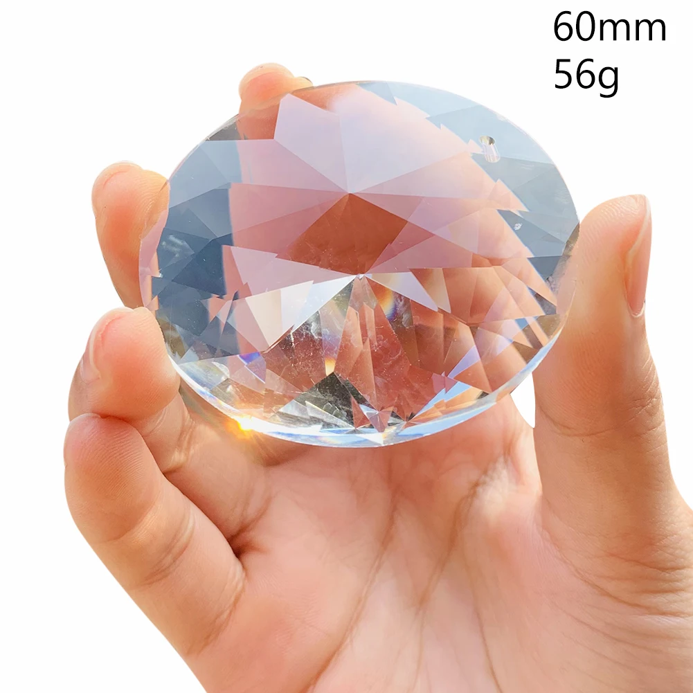 60mm Flaw Round Crystals Pendants Prisms Glass Clear Chandelier Crystal Hanging Ornament Suncatcher DIY Crafts Home Decoration