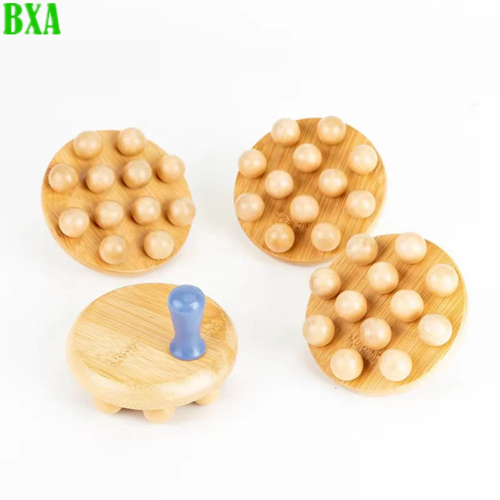 Scraping SPA Therapy Anti Cellulite Relaxation Tool Natural Wood Handheld Gua Sha Massage Brush 14 Beads Waist Leg Body Meridian