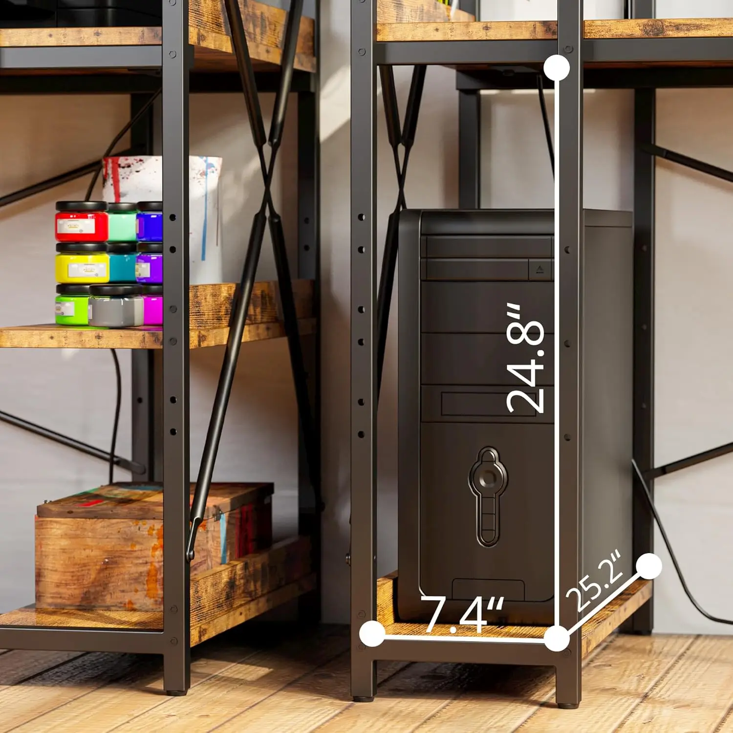 Biurko komputerowe 47 cali z gniazdem zasilania i półkami do przechowywania, biurko do nauki i pisania z portami USB i stacją ładującą, stół do pracy przy komputerze.