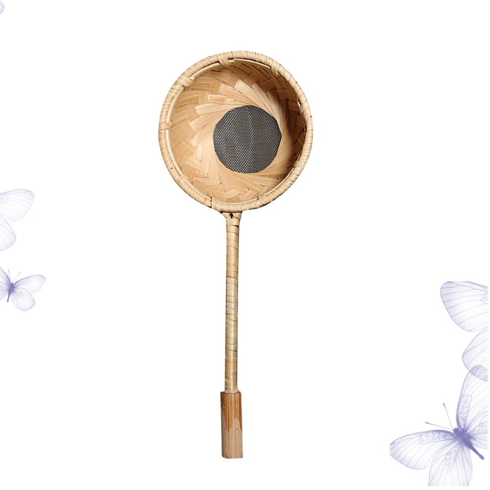 

Tea Strainer Infuser Fine Holes Mesh Filter Long Wooden Handle Colander for Cup Mug Bamboo Rattan Tea Accessory Gift