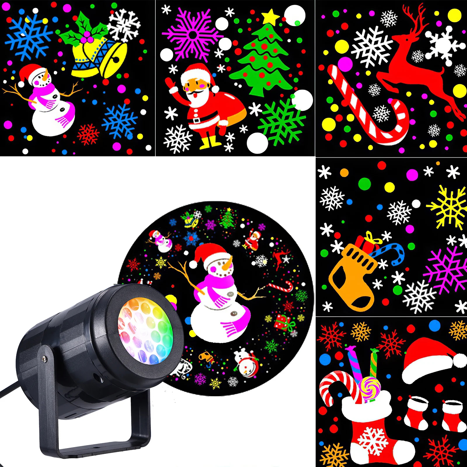 16 Patterns LED Christmas Projector Lamp 360° Rotatable Party Christmas Decoration Lamp Indoor Outdoor Lighting Snow Spotlight