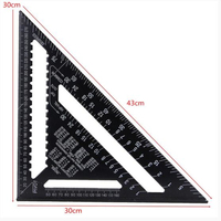 Woodworking Measurement Tool 12 inch Metric Aluminum Alloy Triangle Angle Ruler Protractor 30cm Quick Read Square Layout Gauge