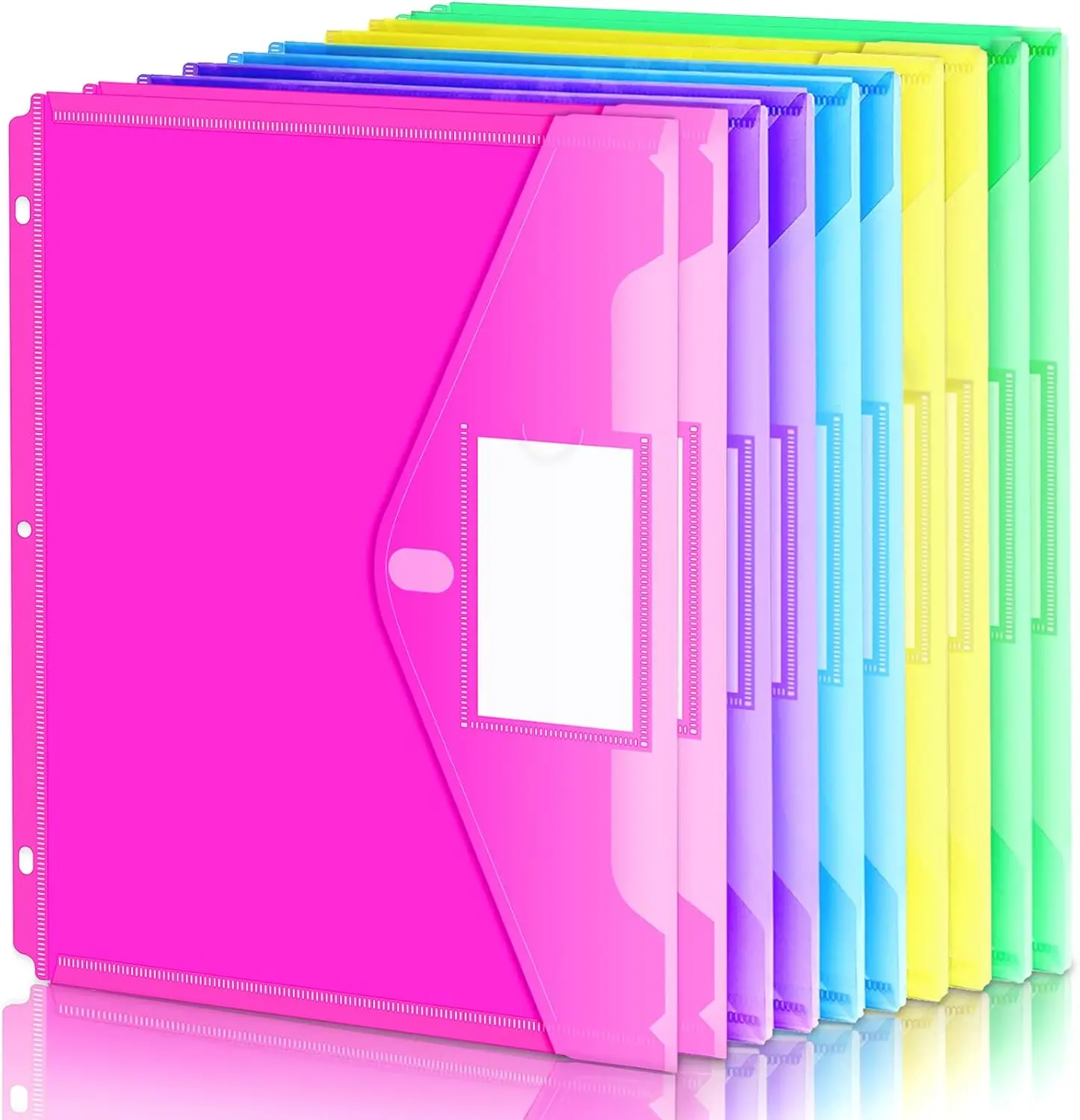 

10 Pack Heavyweight Plastic Folders with Side Pockets, Secure Closure for Letter Size Documents in Assorted Colors