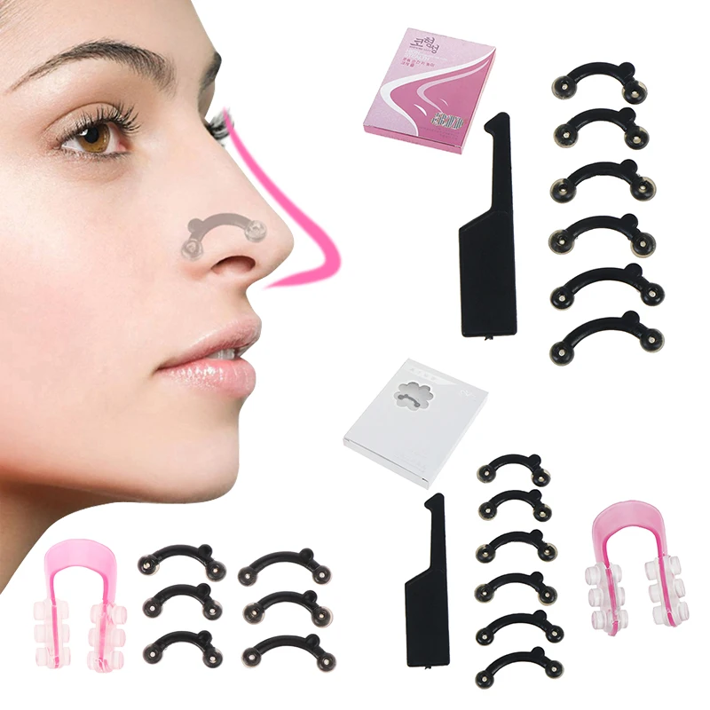 6Pcs/Set Beauty Nose Up Lifting Bridge Shaper Massage Tool No Pain Nose Shaping Clip Clipper Women Girl Massager 3 Size