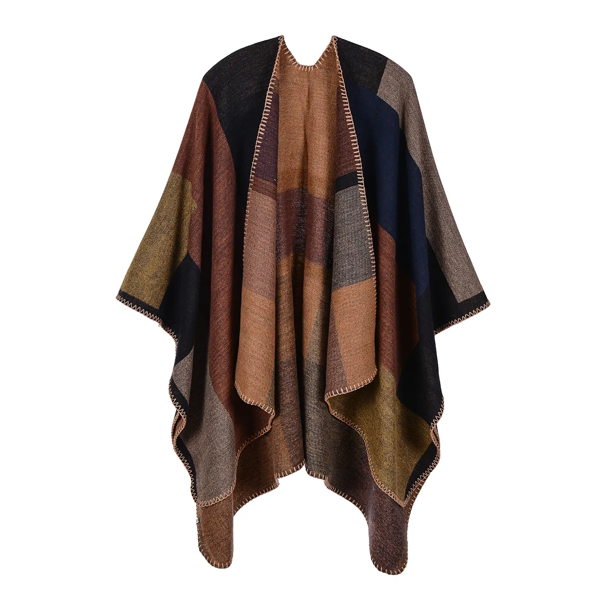 Luxury Brand Ponchos Coat Imitation Cashmere Scarves Women Winter Warm Shawls and Wraps Pashmina Thick Capes Blanket Femme Scarf