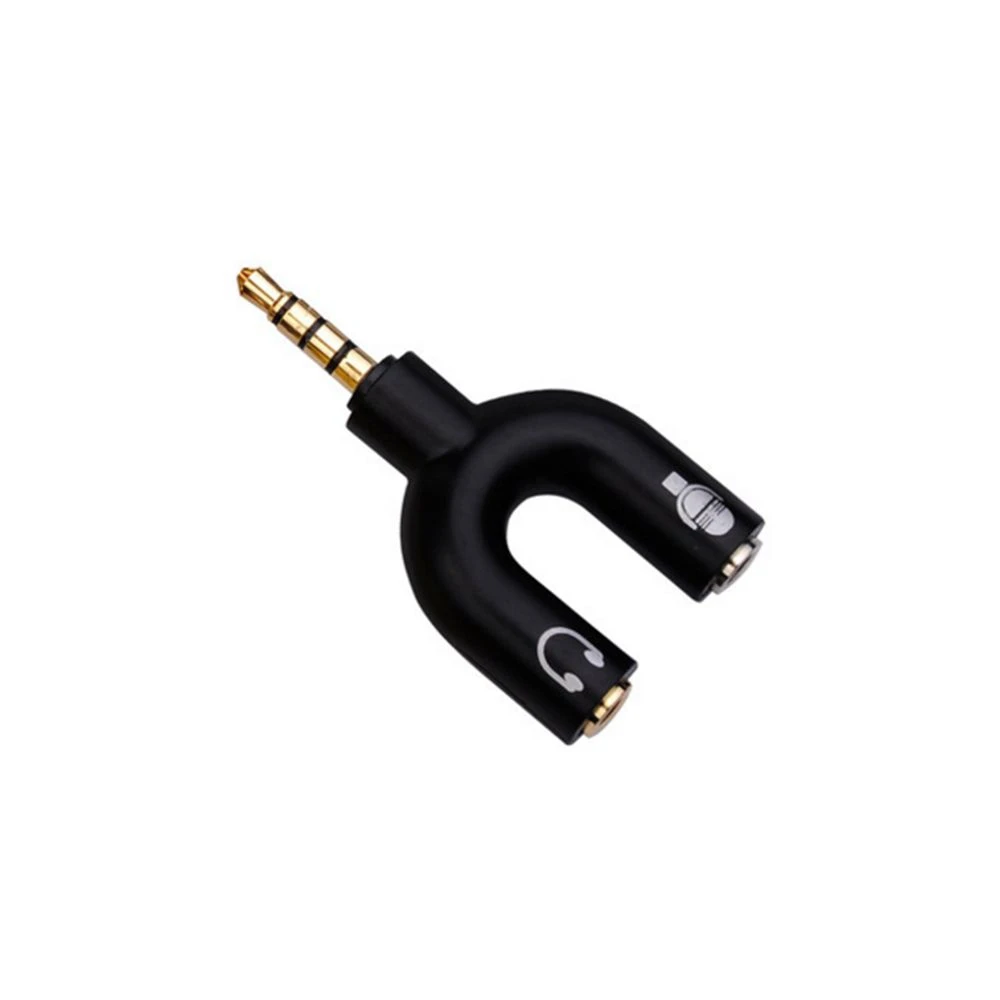 Colokan Audio Splitter Y Stereo 3.5mm ke 2 mikrofon wanita colokan Jack Headset adaptor baru