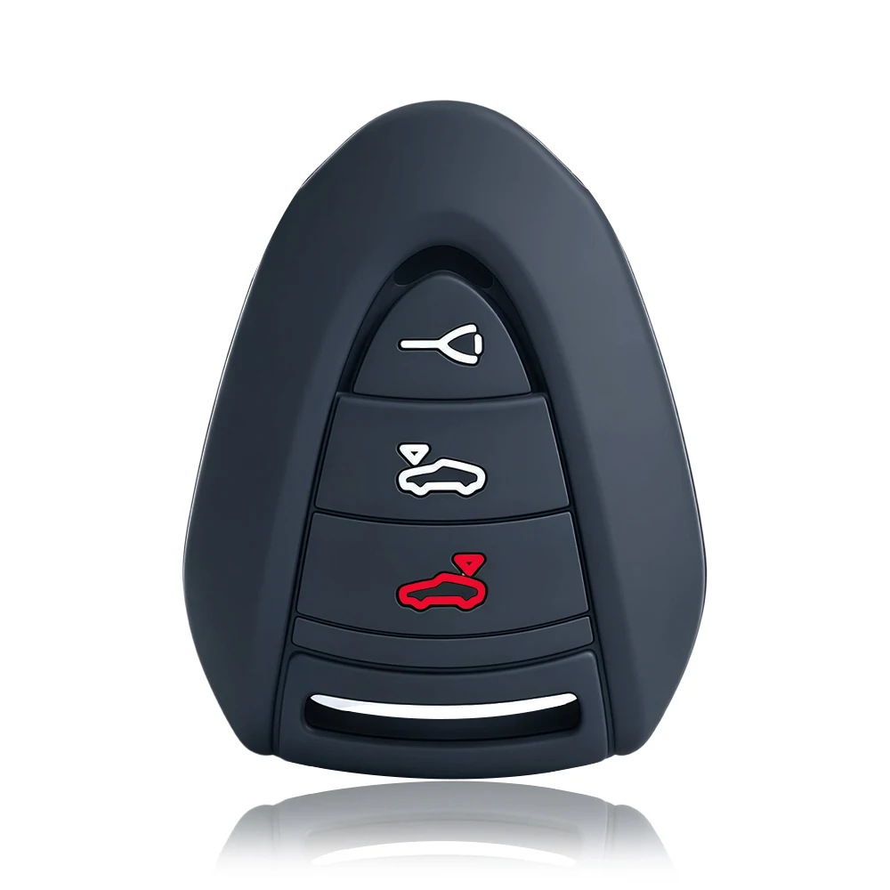 3 Buttons Silicone Car Remote Key Case Cover Shell Keychian Fob Holder for Porsche 911 997 Boxster 987 Cayman Parts Accessories