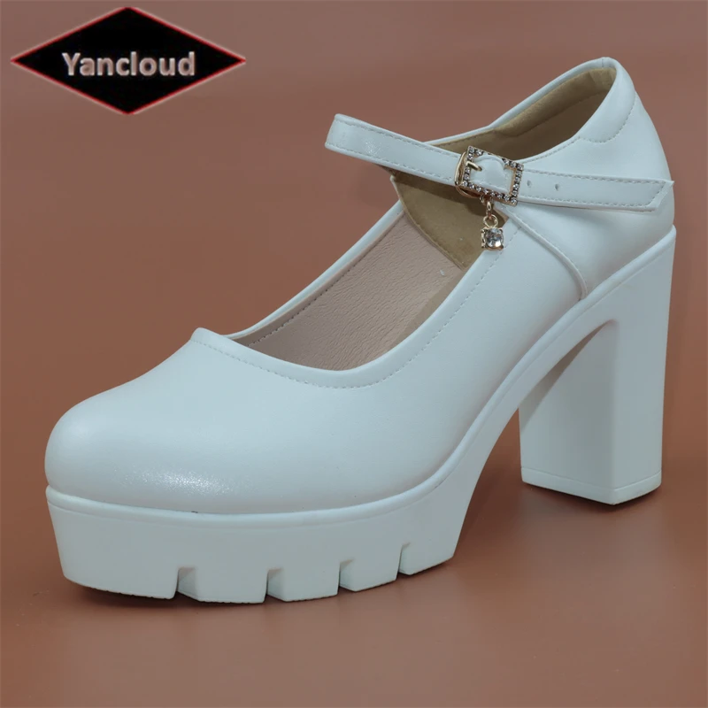 

10cm Small Size 32-43 Original Designer Pumps Women's Block High Heels Shoes 2023 Fall Shallow Thick Bottom Platform Shoes Model