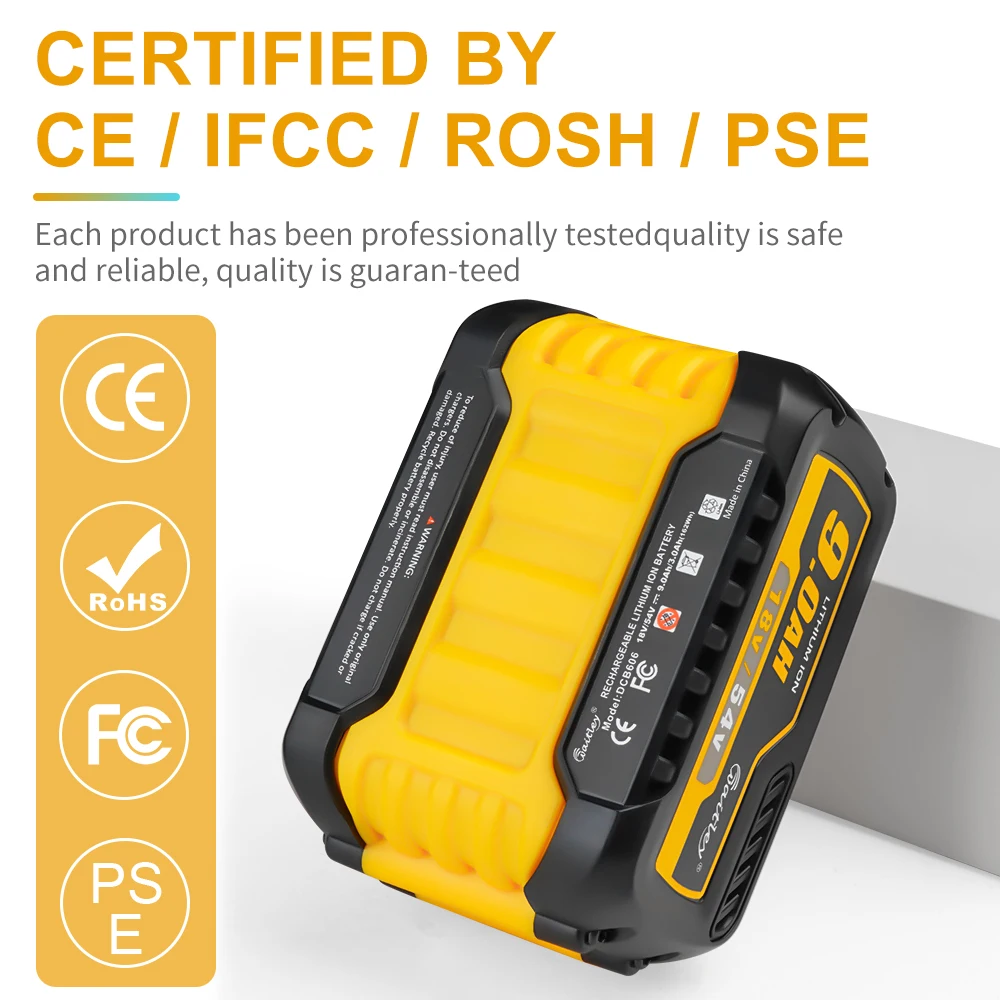 Waitley-bateria de lítio de substituição 18v, 54v, 6000 ah, dcb606 para dewalt max xr, 20v/60v, ferramenta vpower, mah