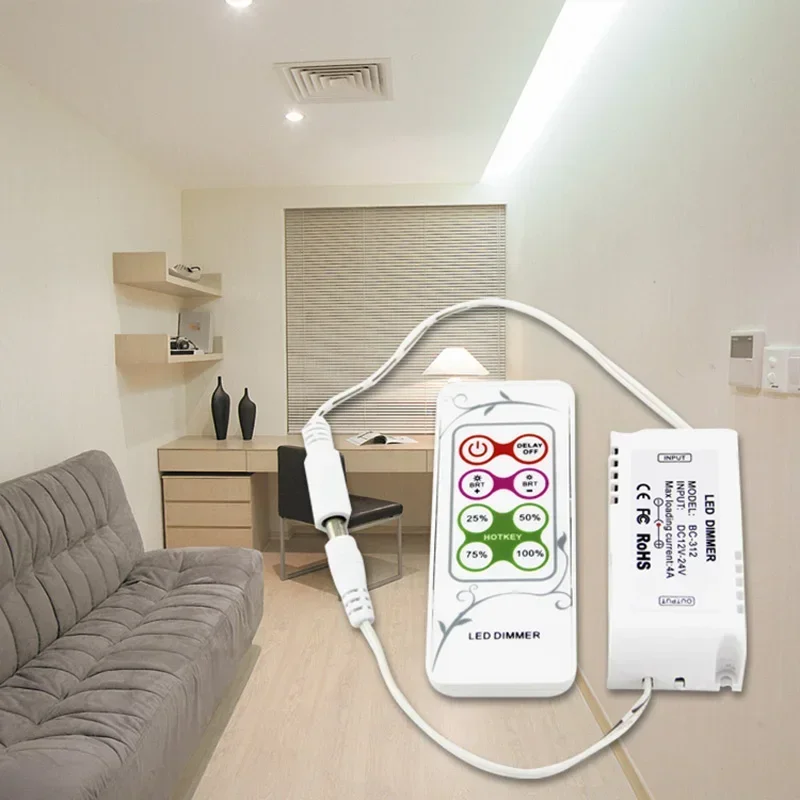 Single color LED Dimmer BC-312-4A PWM Output signal Lamp tape Controller switch & 8 keys RF remote Controller
