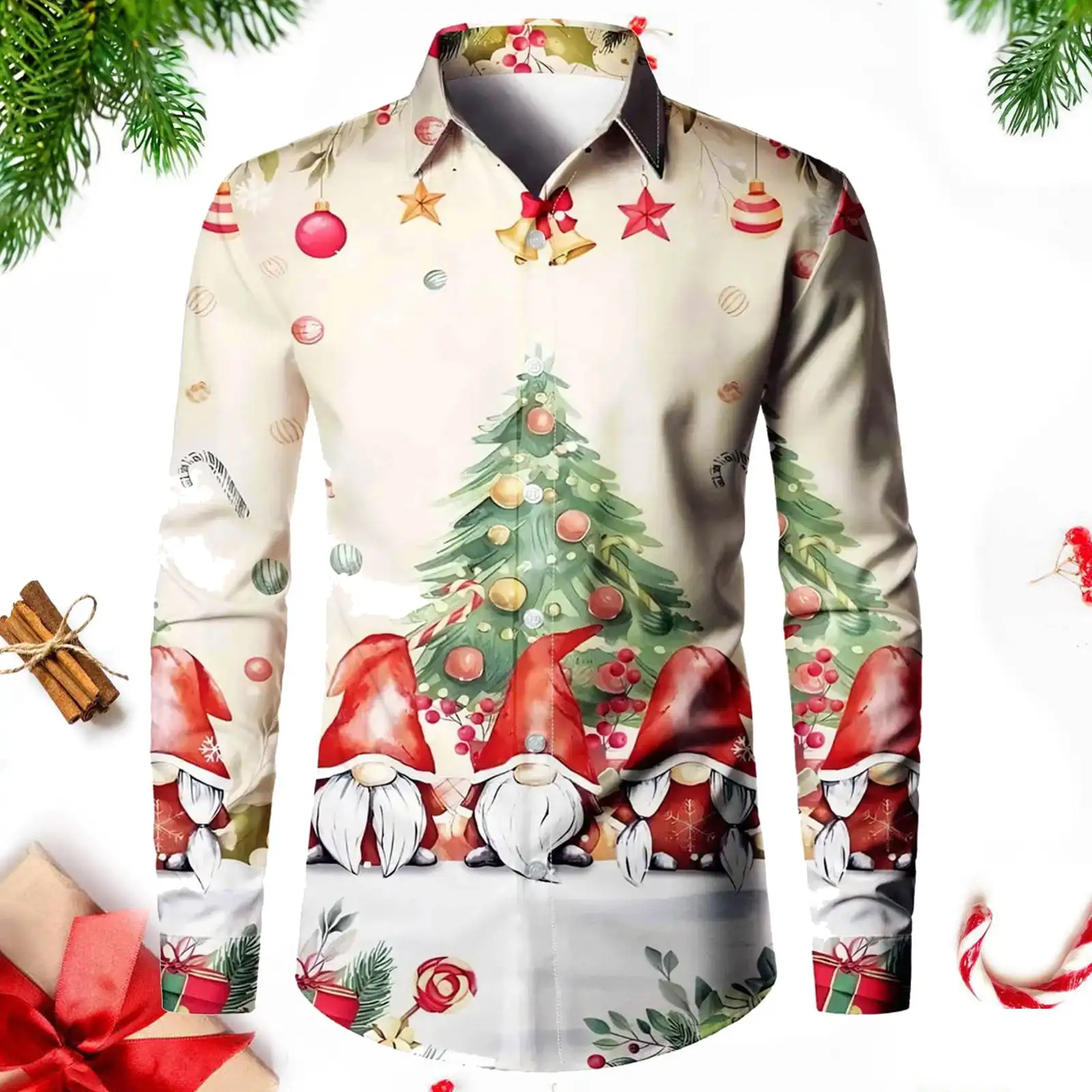 شجرة عيد الميلاد الرجال قميص طويل الأكمام سانتا كلوز عالق مضحك 3D الطباعة الاحتفال عيد ميلاد سعيد حزب أعلى ملابس للجنسين #3