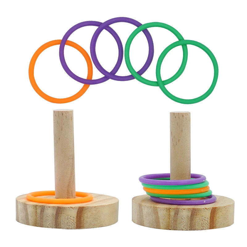 Parrot Bird Toy Wooden Platform Plastic Ferrule Rings Intelligence Developmental Puzzle Toy Interactive Game Training Toys