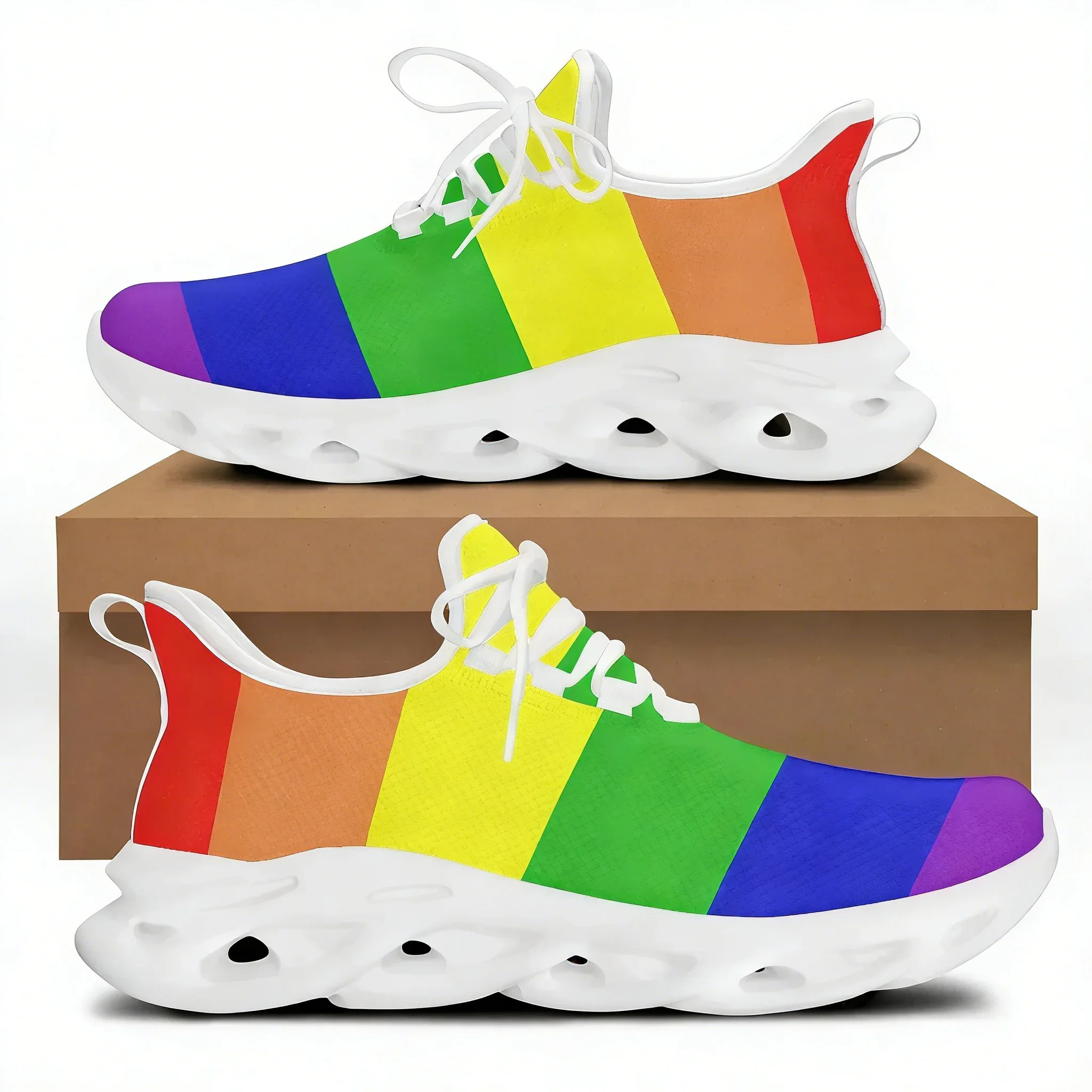 

Men Shoes Sneakers Colorful Rainbow Gay Pride Breathable Leisure Male Lace Up Flats Non-slip Footwear Zapatos Hombre