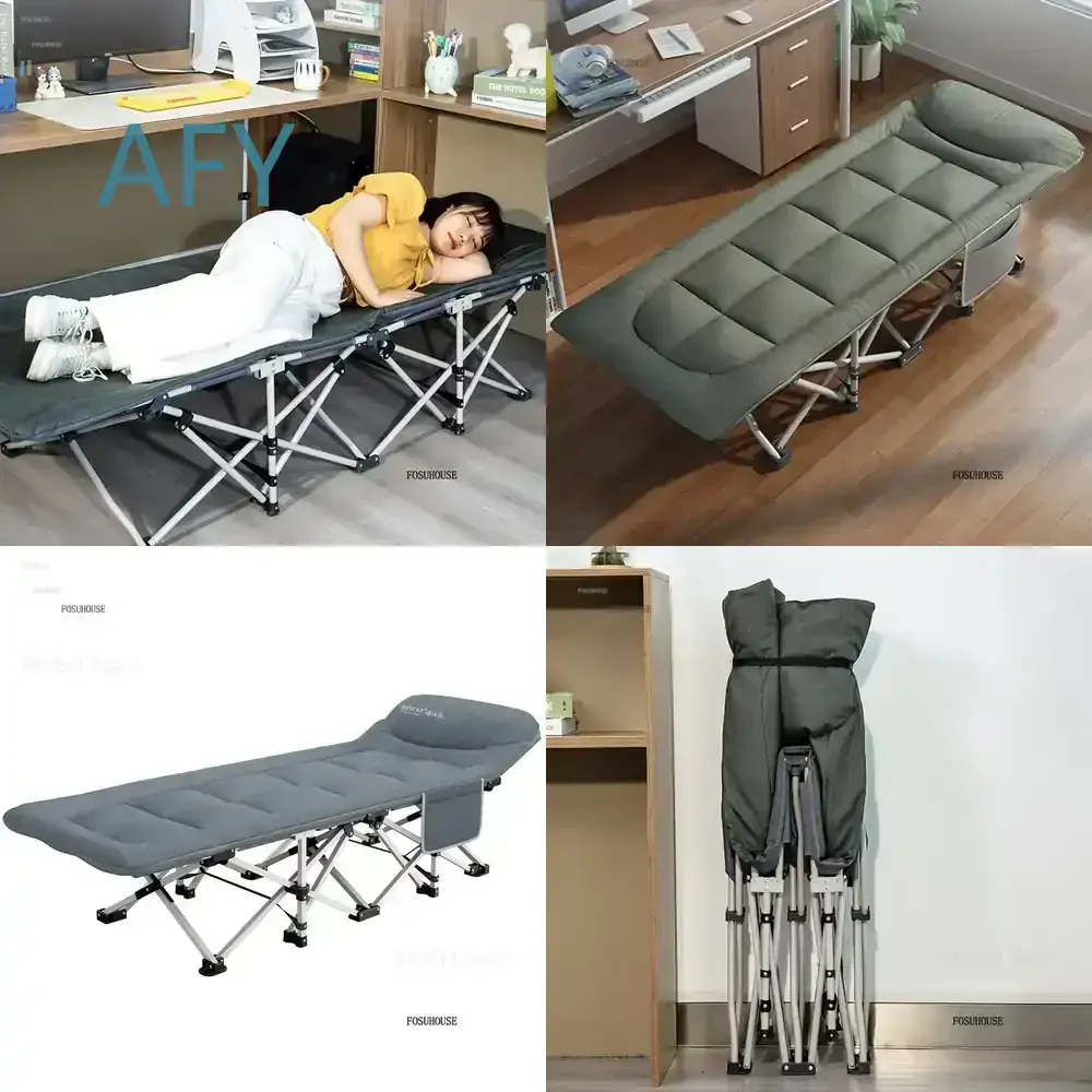 Folding Bed for Simple Home Sleeping American Outdoor Portable Folding Trips Bed Recliner Office Lunch Break Single Camp Bed