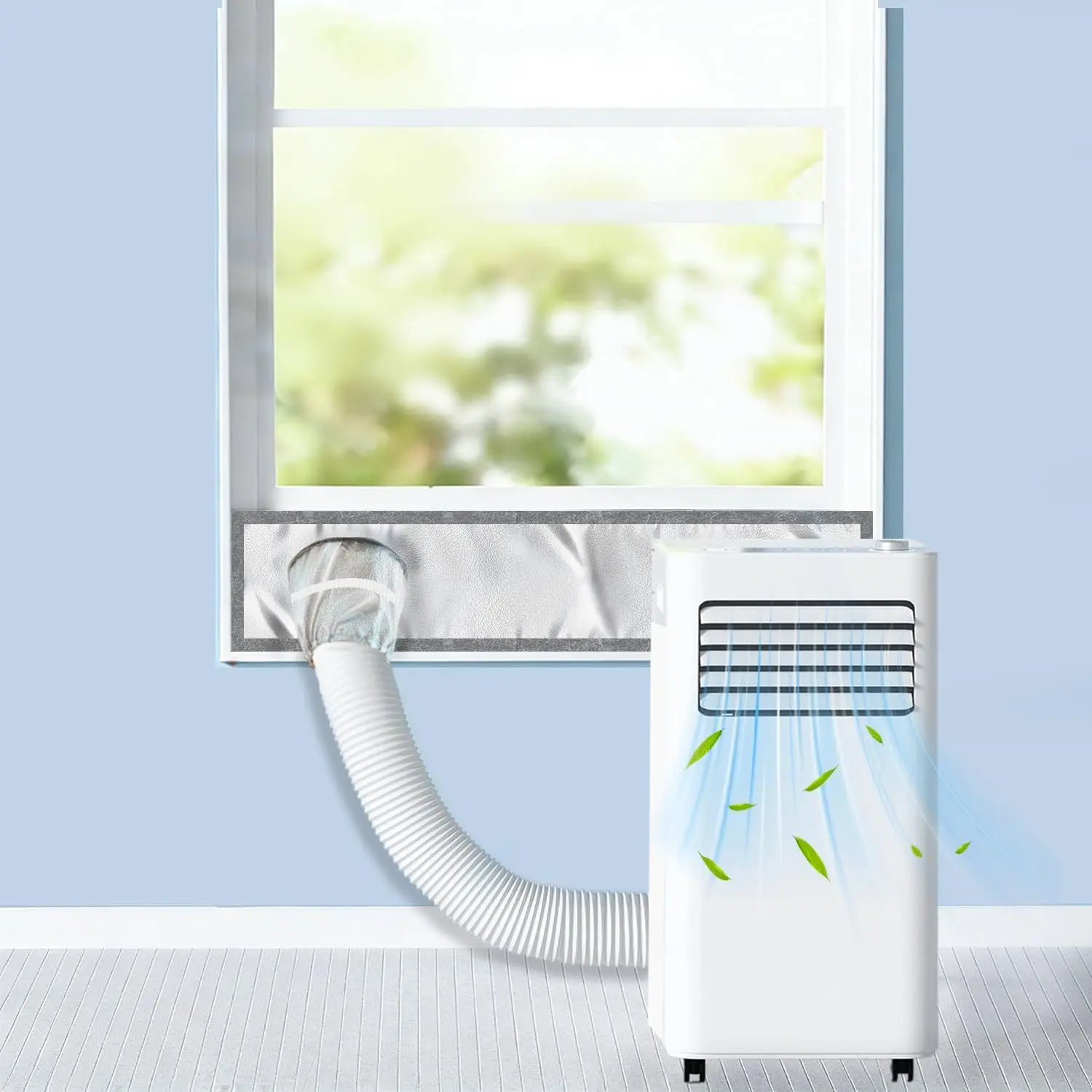 New Thick Silver Coated Portable Air Conditioner Sealing Cloth, Dust Proof AC Cover Reducing Cold and Hot Air Exchange
