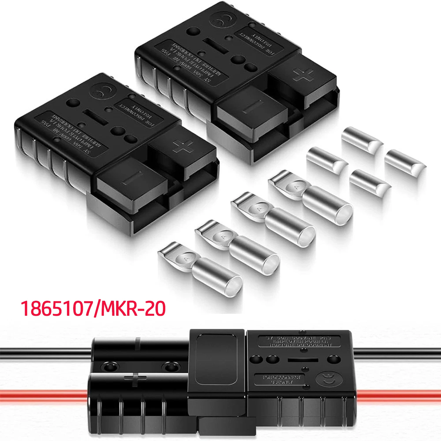 Trolling Motor Quick Connect Plug - 1865107/MKR-20, Heavy-Duty 2-Wire Connector with Positive Snap-Lock for 6 to 12-Gauge Wire