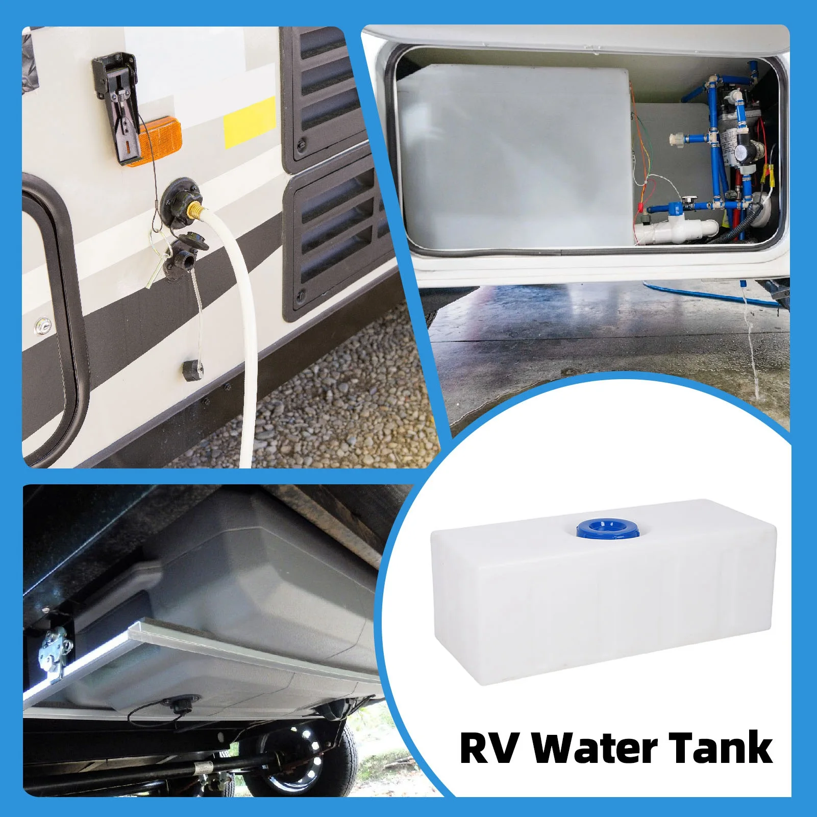 RV Water Tank 22 Gallons Food Grade LLDPE Leakproof Fresh Water Tank for RV Trailer Boat Yacht 855x350x300mm