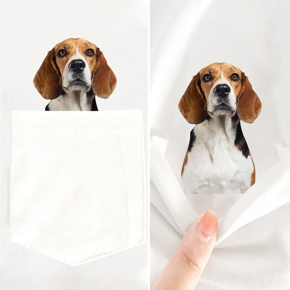 CLOOCL Beagle Dogs Cotton T-Shirts Funny Animals Dogs Printed Pocket Tees Summer Short Sleeve Shirts Women Clothing Dropshipping