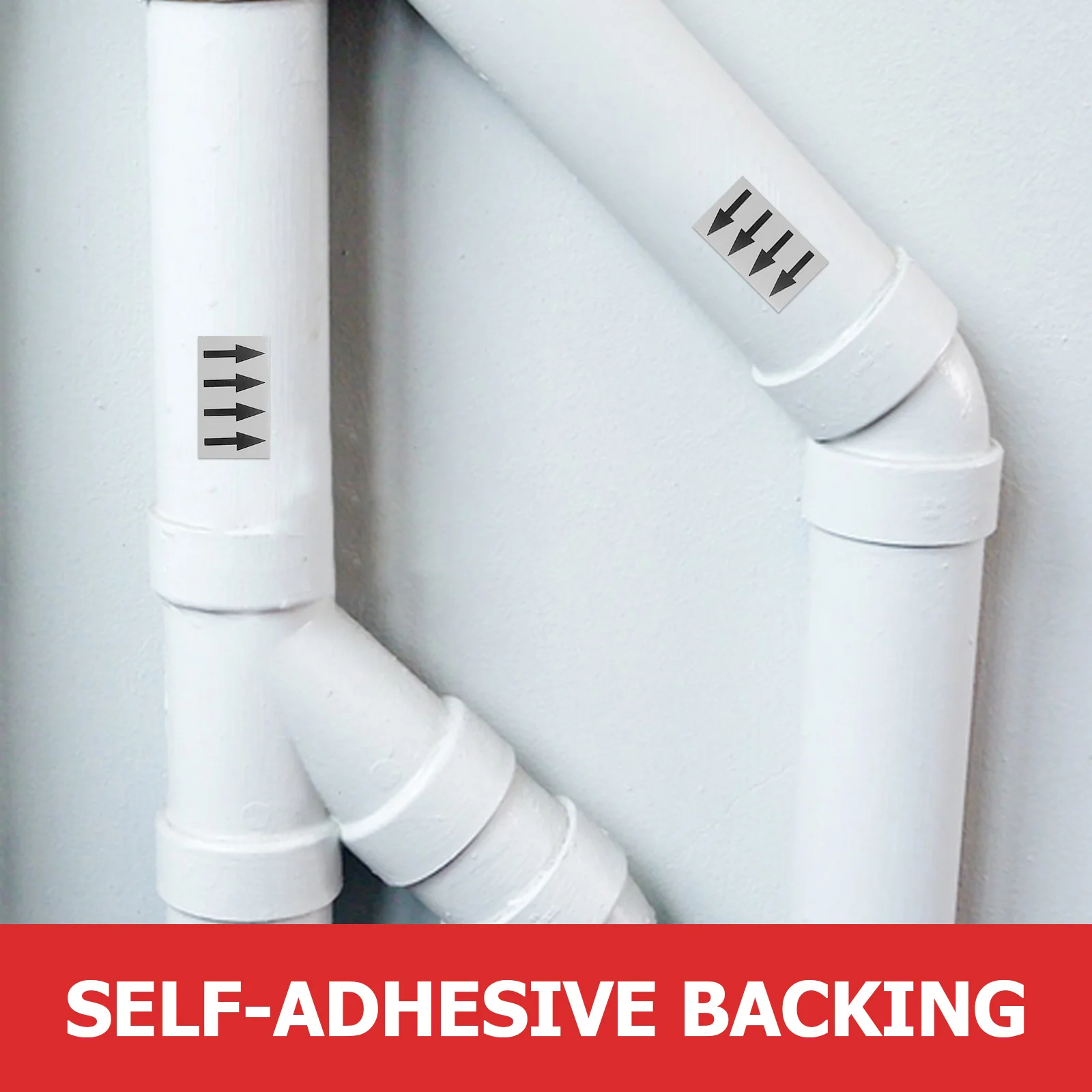 Pipe Marking Sticker Waterproof Heat Resistant Flow Direction Arrow Label For Industrial Safety Black Gray Pipe Labeling