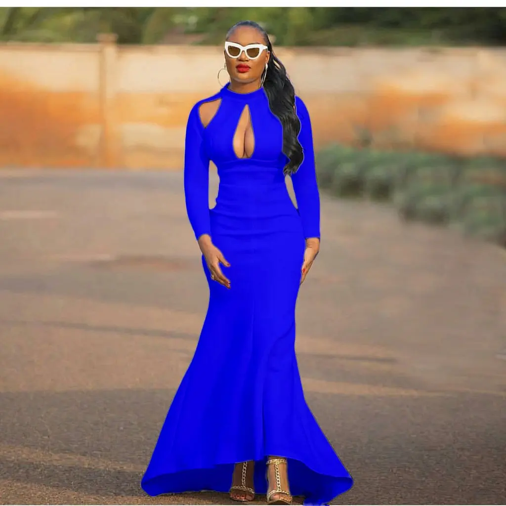 Women's High Waist Fishtail Dress Large Size African Long Dress Sexy Silhouette New Autumn Collection by C8416