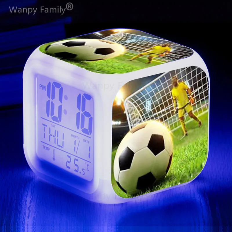 Football Alarm Clock Childer Room Wake Up Timer Portable Desk Clock Thermometer For Kids Birthday Gifts