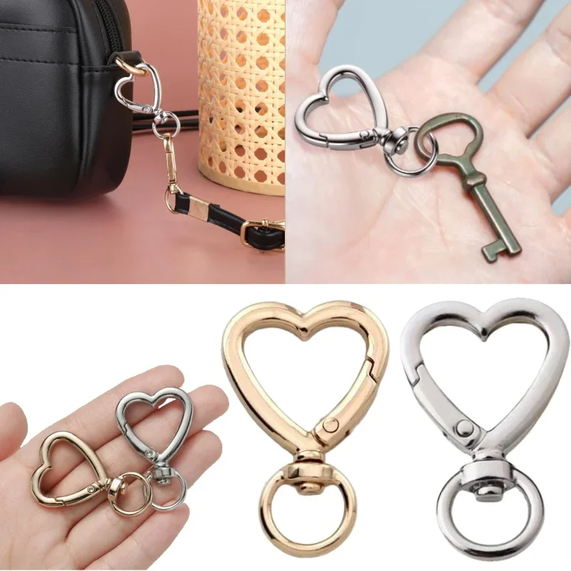 Heart Spring Keychain High Quality Metal Ring Heart Clip Snap Hooks Ring Swivel Snap Hook DIY Hardware Luggage Accessory