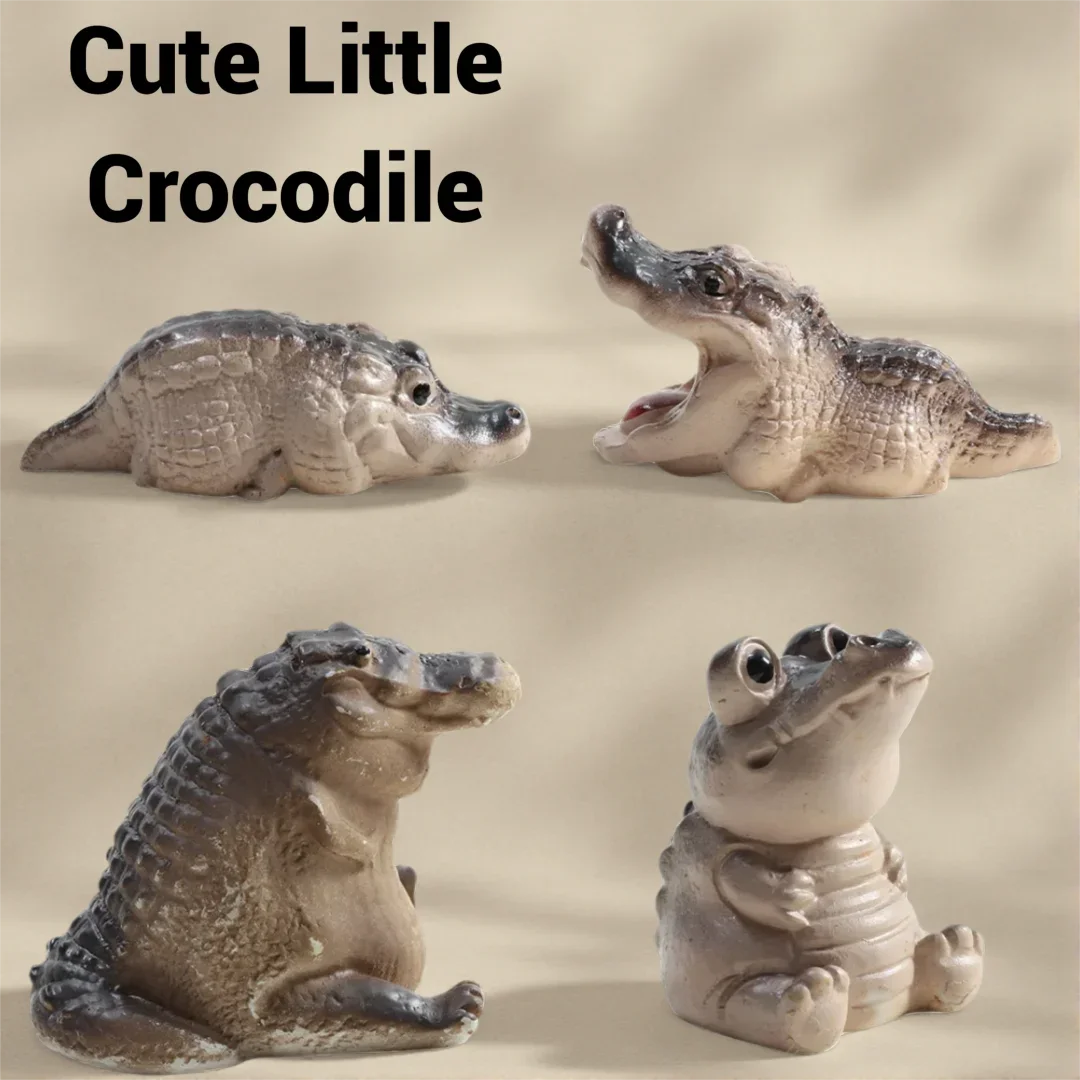 

Cute Little Crocodile Indoor Ornament Home Desktop Resin Handicraft Ornament Tea Set Decoration Garden Ornament Exquisite Gift