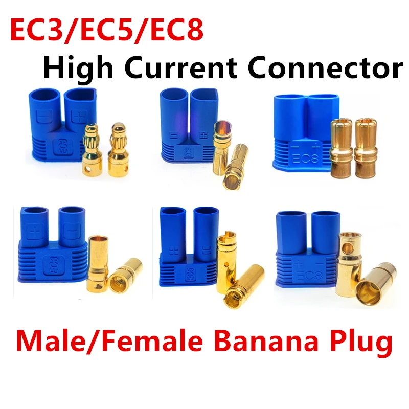 

EC2 EC5 EC3 EC8 Banana Plug Battery Motor Male Female High Current Plug Connector For RC Model Airplane Helicopter Vehicle Car