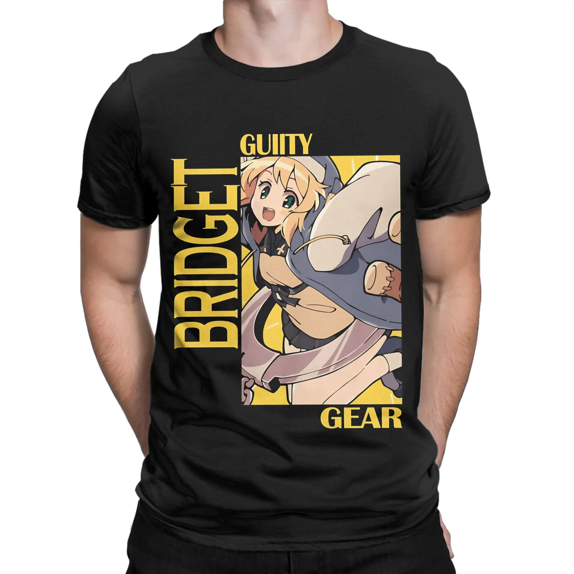Guilty Gear Bridget Classic Shirt yellow Novelty 100% Cotton T-Shirt guilty gear bridget Tees Tops For Men