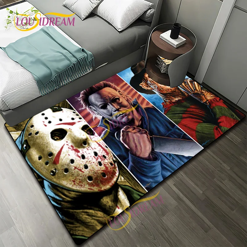 

Horror rugs flannel soft home living room bathroom kitchen door mat Home decoration carpet horror movie characters carpet.