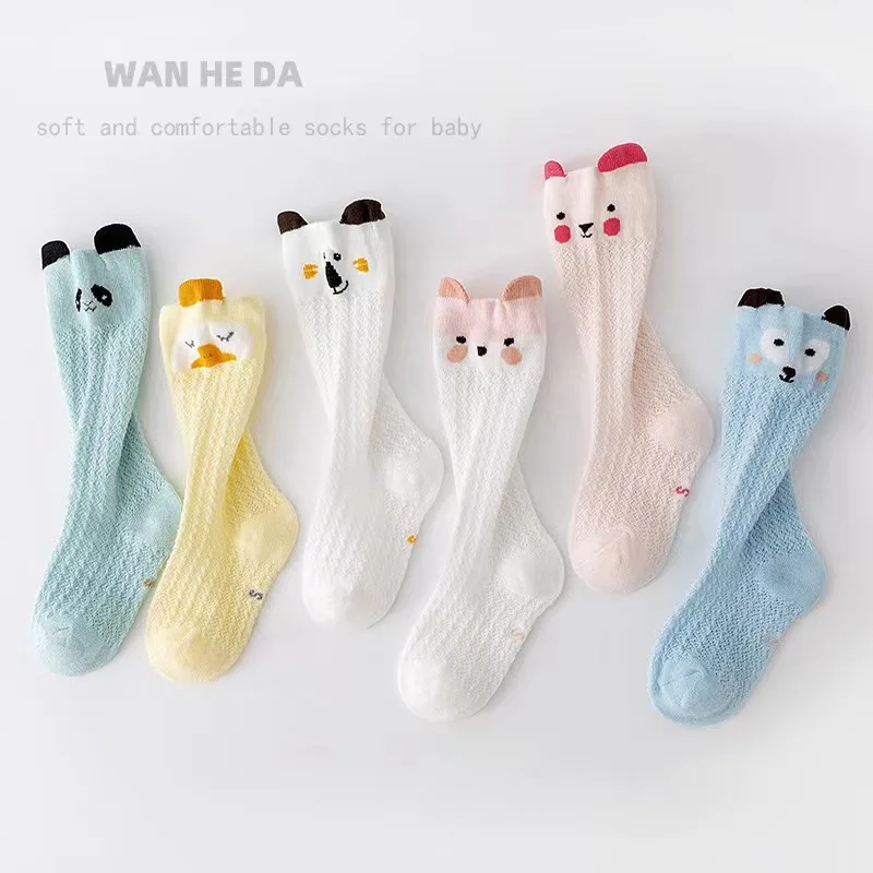 Summer Cartoon Mesh Socks Newborn Cotton Thin Anti Mosquito Long Sock Cute Cat Pattern for Boys and Girls Baby Accessories Gift