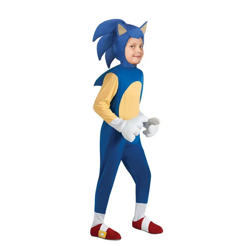 Nuevo 2025 Sonic Anime mono de dibujos animados Halloween niños niñas mono niños Cosplay disfraz con guantes blancos regalos eqs9X