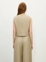 FSLE 2025 Summer Old Money Vest Wide-Leg Pants Set Vintage Tailored Two-Piece Adjustable Waist Eco Linen for Boardroom to Brunch - Image 3
