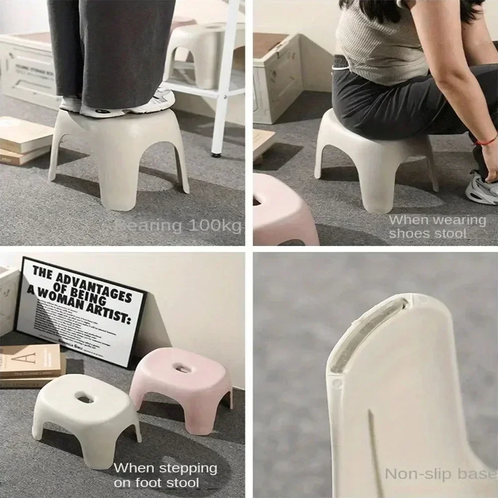 Plastic Small Stool Stackable Thick Stool Household Plastic Multifunctional Portable Bathroom Stool image 5