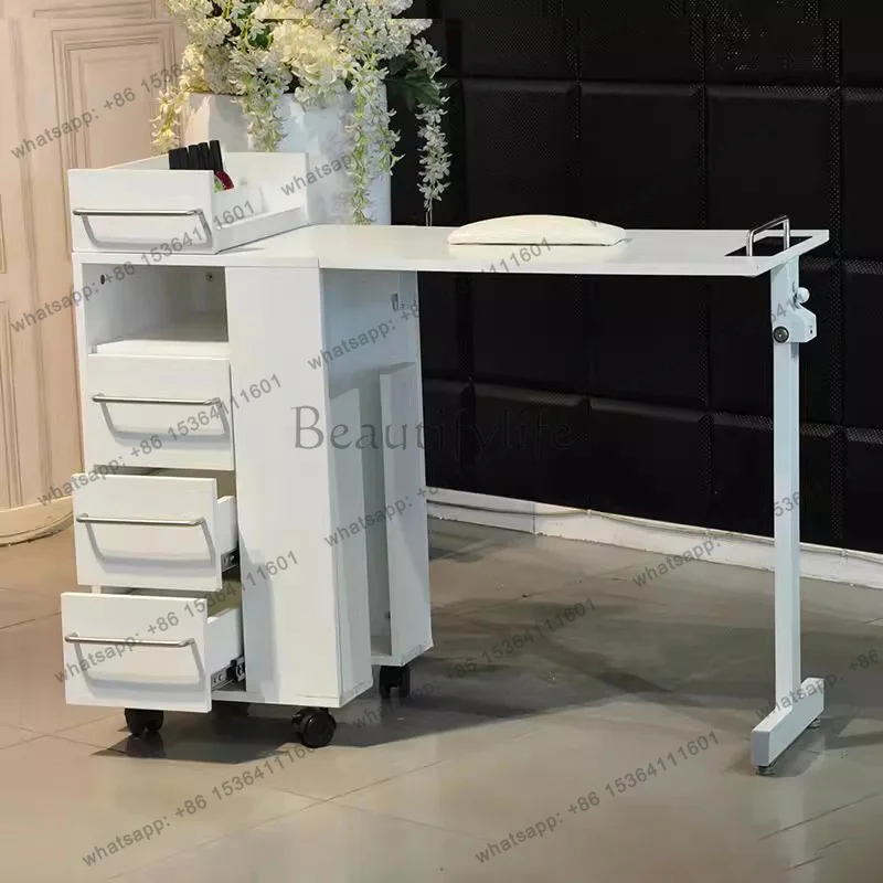 YJ Professional Foldable Nail Table Premium Storage Modern Design Nail Desk Portable With Wheels Table Pliante Portable Furnitur