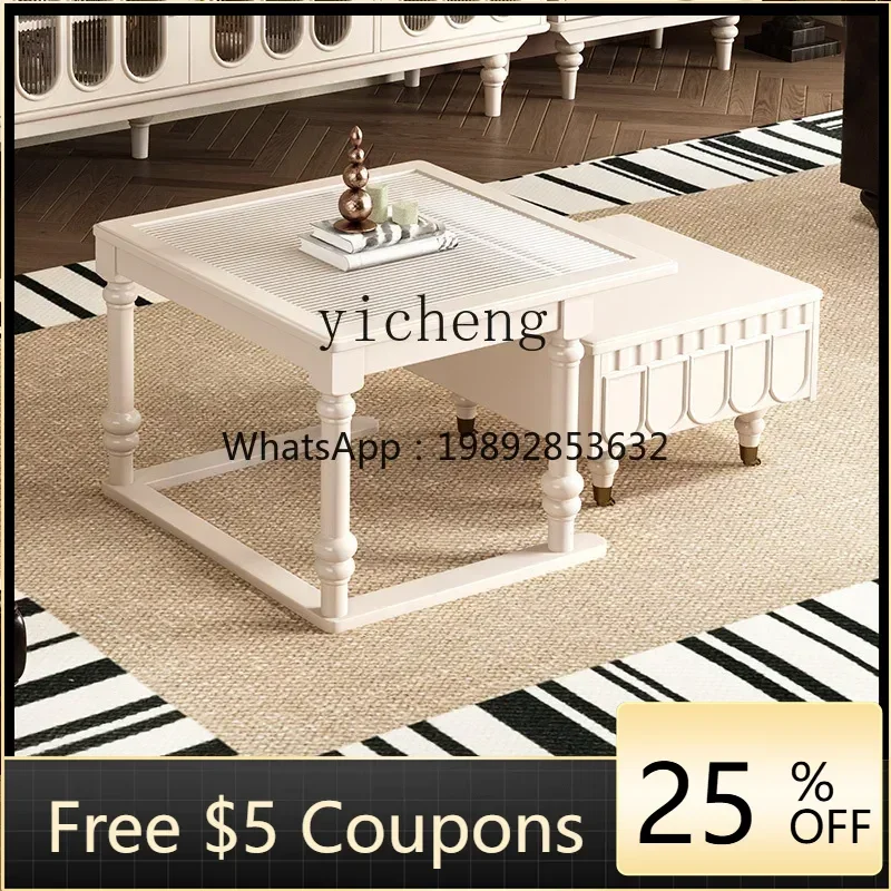 

gz- retro pure solid wood coffee table TV cabinet combination living room glass tea table size apartment household