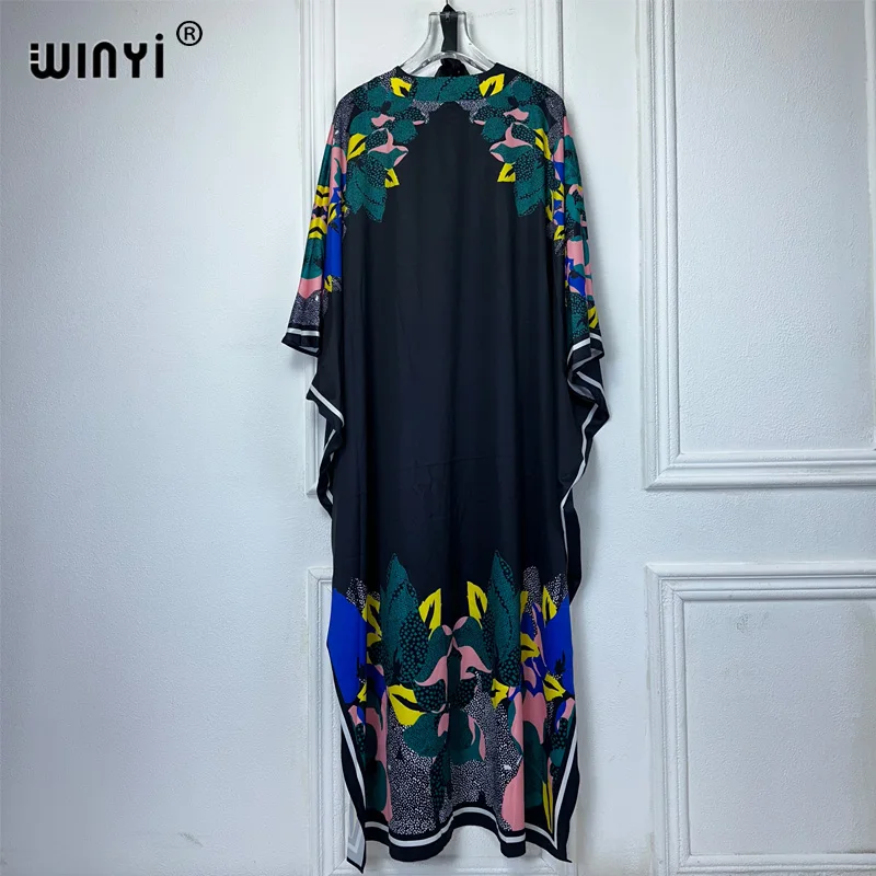 WINYI abiti musulmani di alta qualità per donna maxi abito stampa floreale caftano abaya dubai abito da festa bohemien estivo di lusso