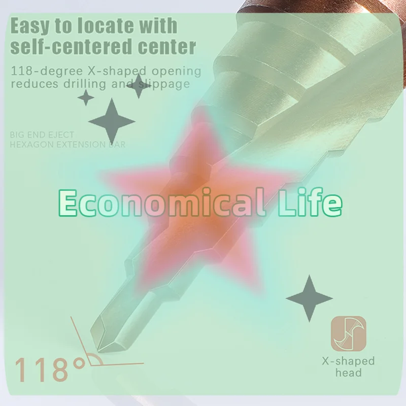 

[MOA]4-12/4-20/4-32mm Spiral Groove Step Drill Bit M35 Cobalt Step Drill Bit Metal Taper Drill HSS Titanium-Coated Drill Bit