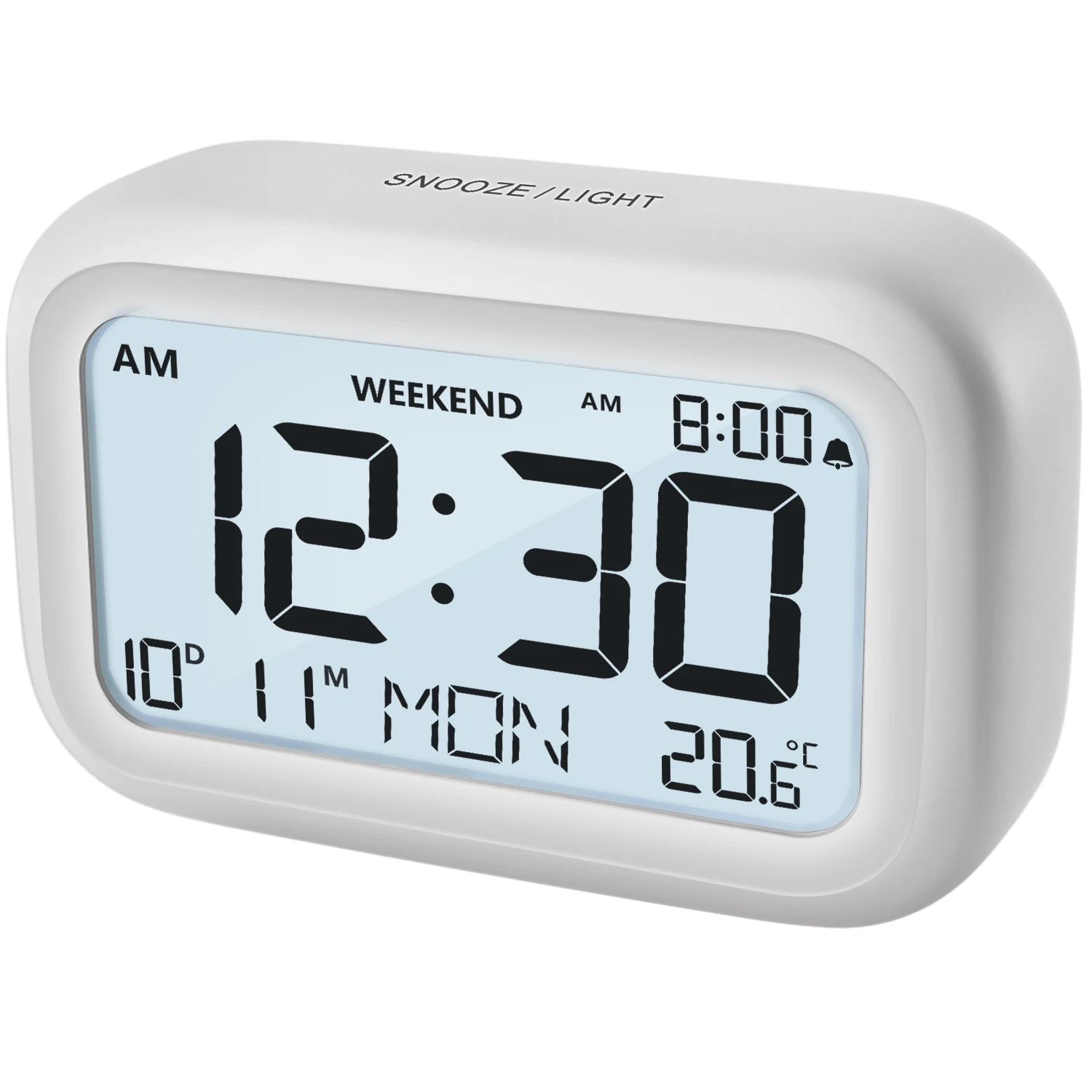 Digital Alarm Clock LCD Alarm Clock Calendar Temperature Humidity Display Electronic Desktop Clock for Home Office Bedroom Decor