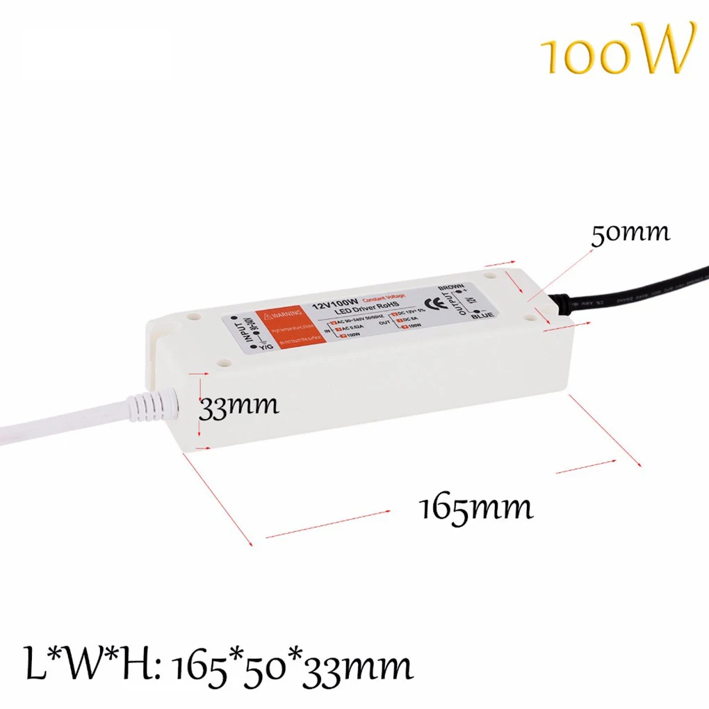 LED Strip AC 90-240V to DC 12V Converter Charger 18W/28W/48W/72W/100W LED Driver Adapter Transformer Power Supply