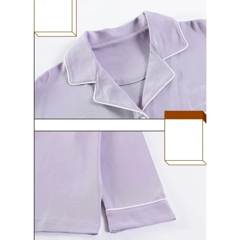 2024 Cotton Pajama Women Spring Autumn Loungewear Long Sleeves Long Pants Cotton Sleepwear New Simple Loose V-neck Homewear Set