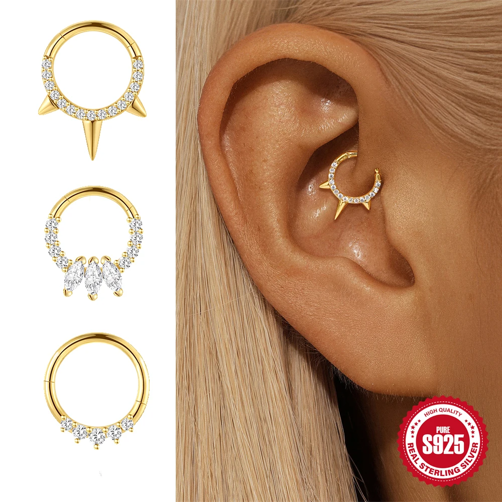 

Boako стерлингового серебра 925 пробы, 1 шт., заклепка, циркон, ушная кость, пряжка для ушей, для женщин, козелок, хрящ, кольцо в носу, ювелирные изделия для пирсинга