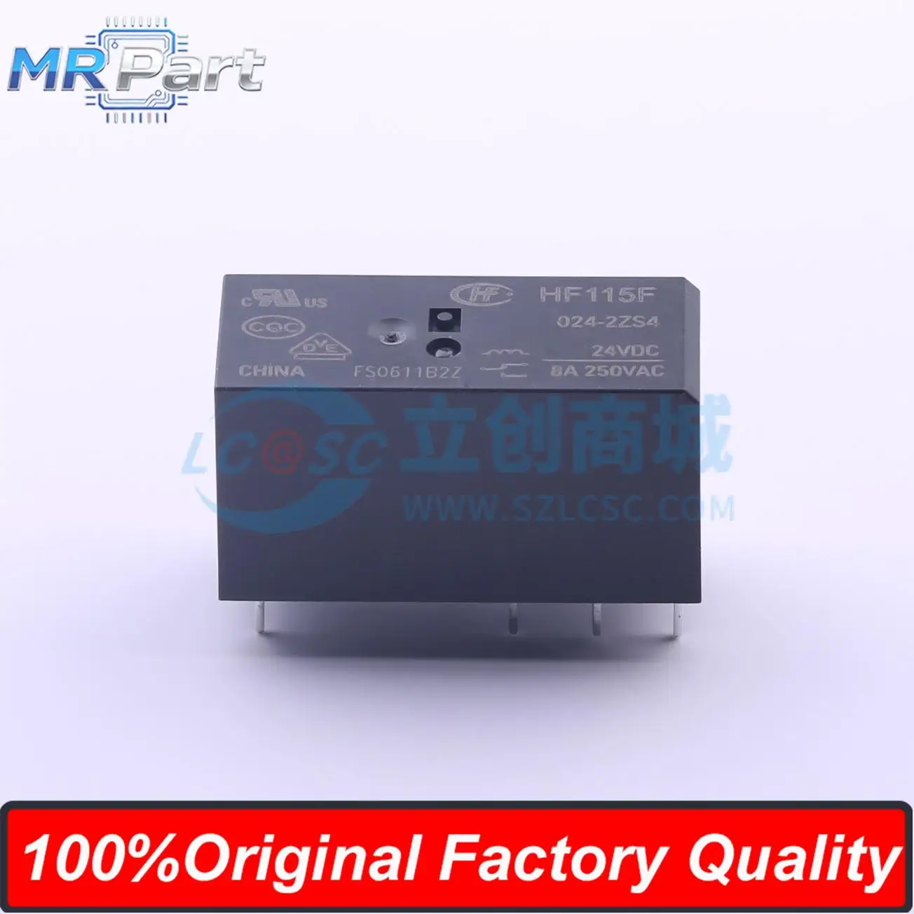 5Pieces HF115F/024-2ZS4 High Power DC Relay 24V 8A 24VDC 8-PinTwo Groups of Conversion 2C (double Pole Double Throw-Conversion)