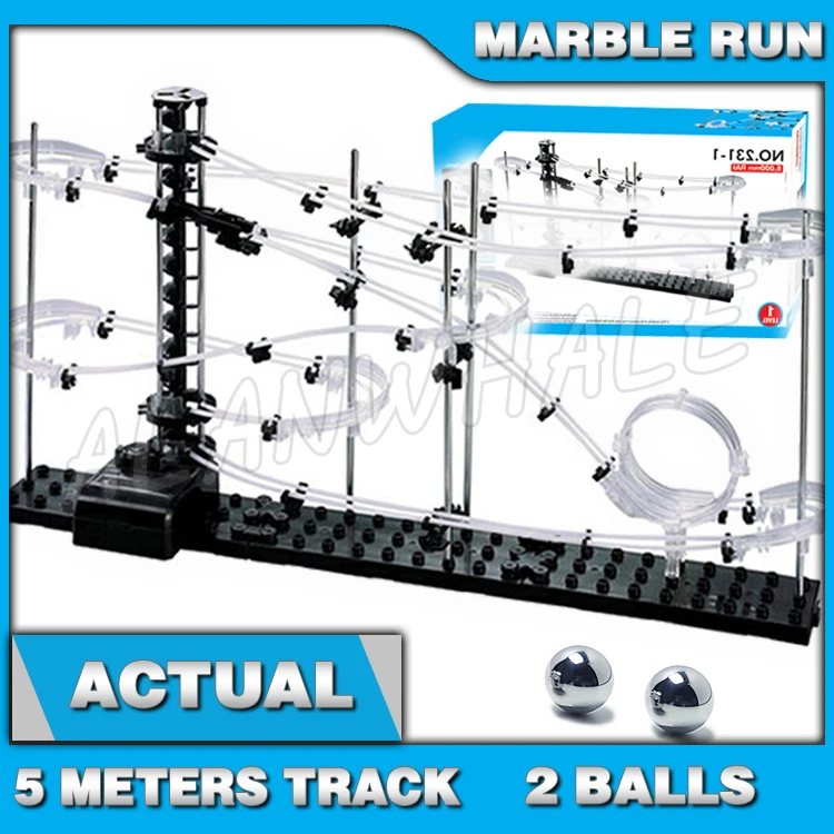 500cm Rail Level 1 Marble Run Maze Roller Coaster Electric Elevator Model Building Boy STEM Learning toys Rolling ball Sculpture