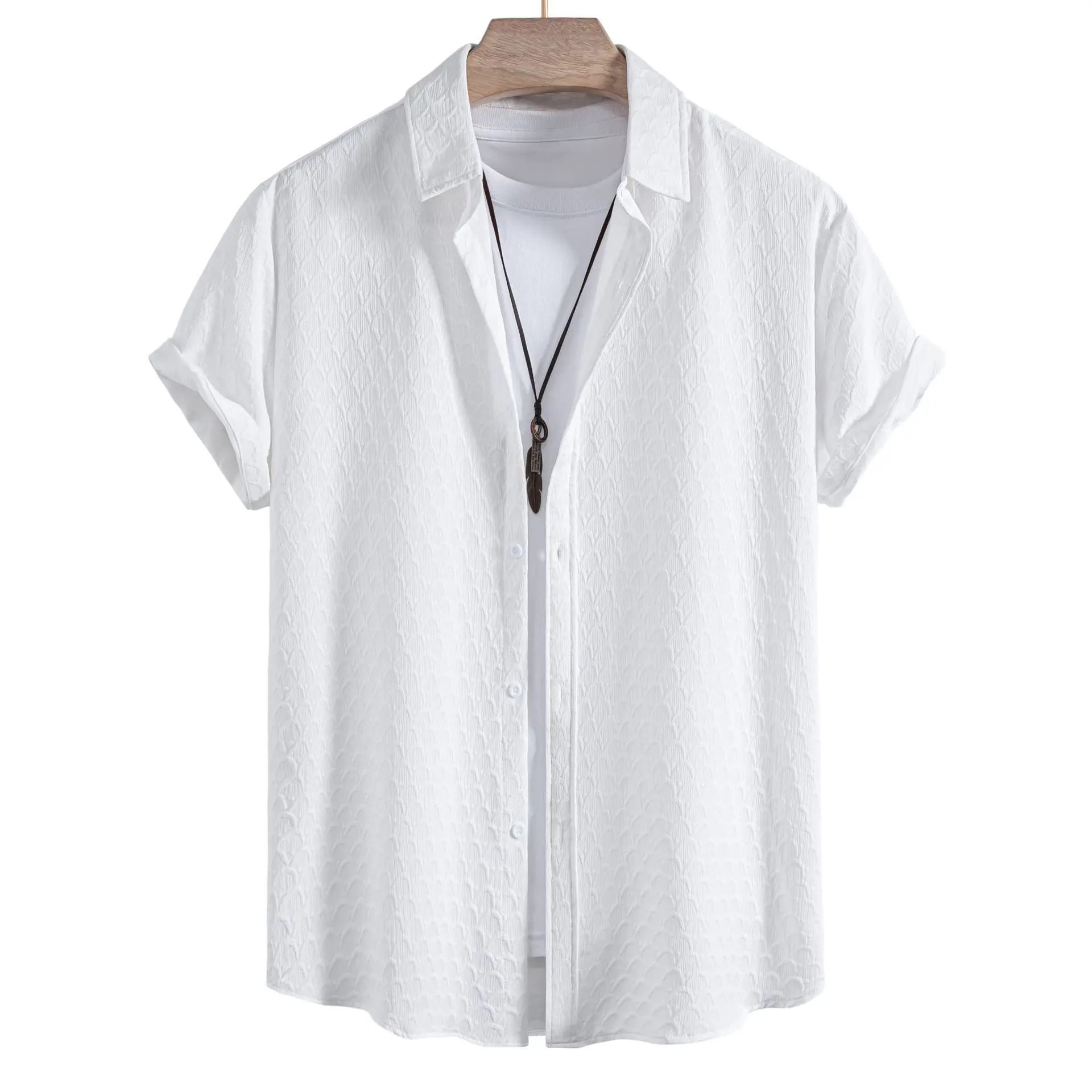 2025 Summer Men Cotton Linen Shirt Set Short Sleeve Ethnic Print Tribal Pattern 2 Piece Resort Vacation Outfit Breathable Mens