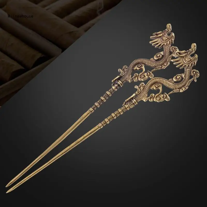 Retro Metal Dragon Carving Cigar Draw Tool Vintage Portable Dredge Drilled Engraving Ventilation Needle Enhancer Dropship