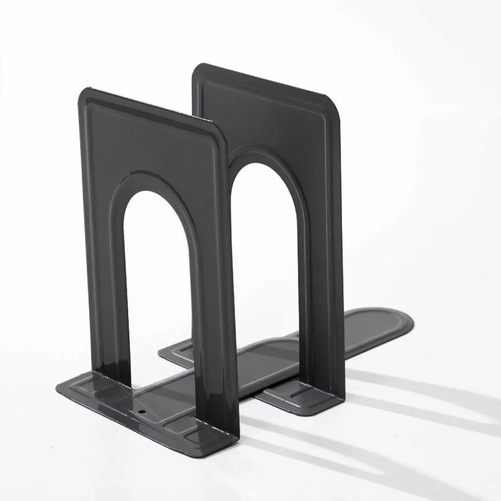 2Pcs Durable Metal Metal Bookends Round Top Non Slip Book Stopper T-Shape Book Supports Office School Home