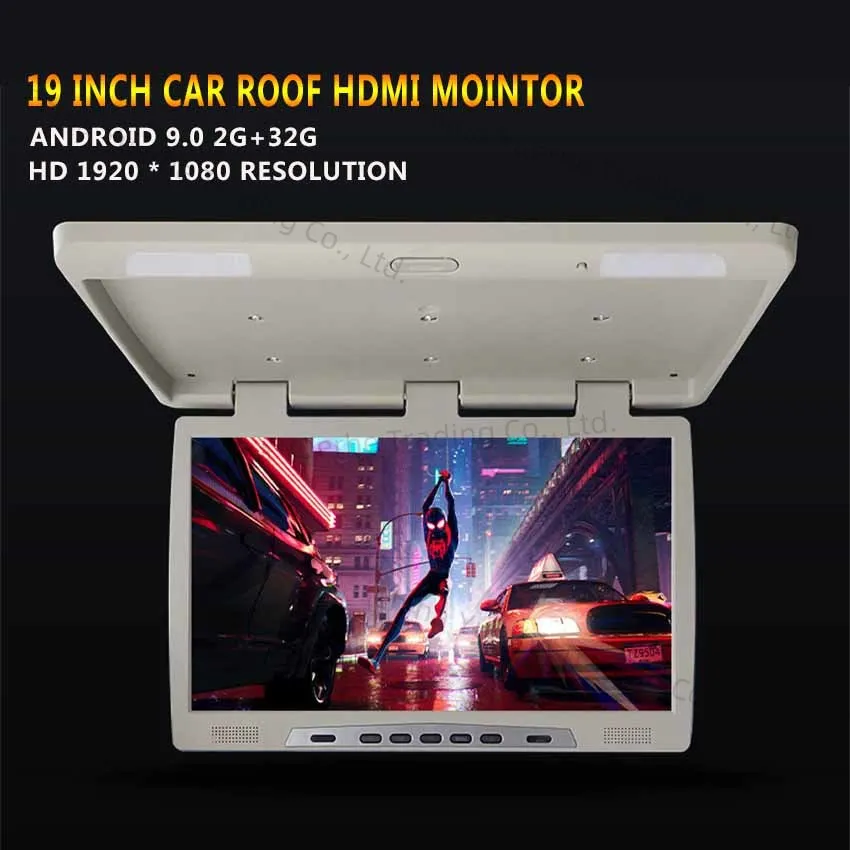 

19-дюймовый Pantalla Coche Android Auto Автомобильный HD-монитор на крыше Потолочный ТВ Мультимедийный видеоплеер с Bluetooth WiFi USB FM 2 + 32 ГБ